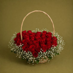 Herz aus Rosen Korb